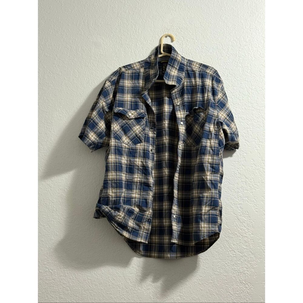Noble Outfitters Shirt‎ Men's Size 2x  Blue  Plaid pearl  Snaps Button Up